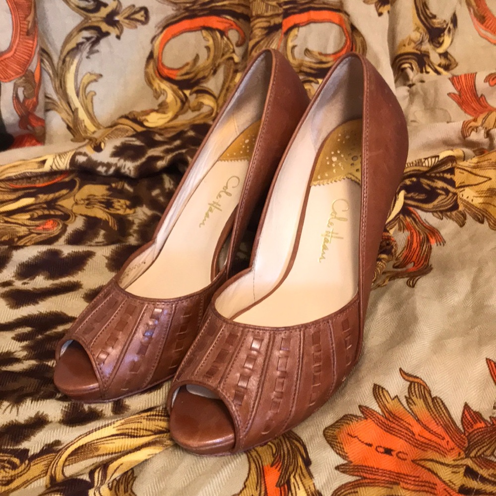 Cole Haan peep-toe heels.